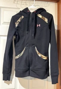 Under Armour Fleece-Hoodie mit durchgehendem Reißverschluss schwarz RealTree Camouflage halb tailliert Small - Bild 1 von 11