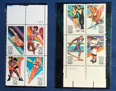 U.S. STAMP 20 CENT 1984 WINTER/SUMMER OLYMPICS 3 BLOCKS OF 4 MNH OG - Image 1 of 4