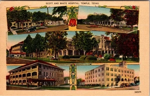 Scott and White Hospital Multi Views Temple Texas Linen Postcard D856 - Picture 1 of 2
