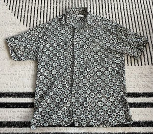 Camisa Pierre Cardin Abstracta Patrón Geométrico Abotonada Grande - Imagen 1 de 3
