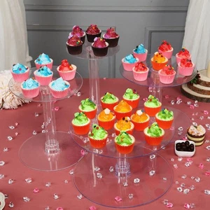 4 Tiers ACRYLIC Clear CAKE STAND Wedding Birthday Cupcake Display Cake Tower - Picture 1 of 6
