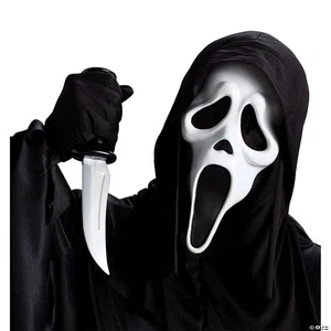 Geist Gesichtsmaske mit Messer Grusel Halloween Kostüm für Jugendliche oder Teenager - Bild 1 von 1