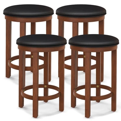 Bar Stools Set of 4 Counter Height Stools w/ Round Seat & Footrest for Kitchen - Image 1 of 4