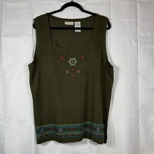 Vintage White Stag Tank Top Women Rainbow Crochet Size 3X 22/24 - Picture 1 of 9