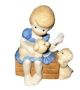 Vintage Enesco Country Cousins "Polly Feeding Pigs" Keramik Figur - Bild 1 von 5