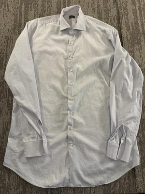 Sid Mashburn 衬衫男式大号高蓝色白色格子纽扣前长袖 — 第 1/4 张图片