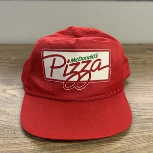 Rarität Vintage McDonald’s Pizza Mütze verstellbar Druckknopflasche rot 80er TI OSFA selten - Bild 1 von 9