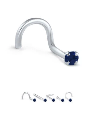 Anillo nariz oro blanco, amarillo o rosa 14K zafiro genuino 18G 20G 22G Foto 1 de 2
