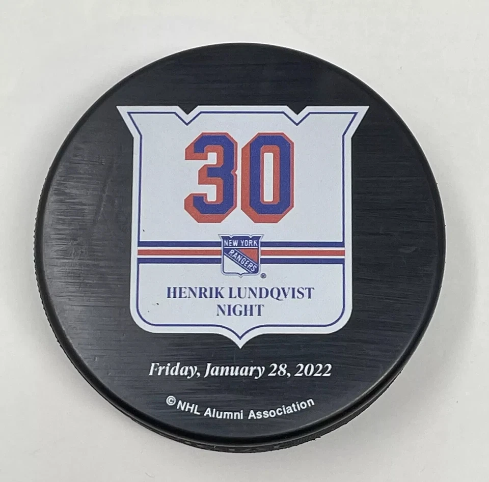 New York Rangers Henrik Lundqvist Jersey Retirement Night   Puck 1/28/22 - Image 1 of 1