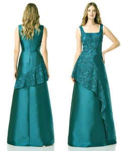 KAY UNGER PALOMA SPITZENEINSATZ RÜSCHEN ÄRMELLOS A-LINIE KLEID in SMARAGD Gr. 10 $ 398 - Bild 1 von 19