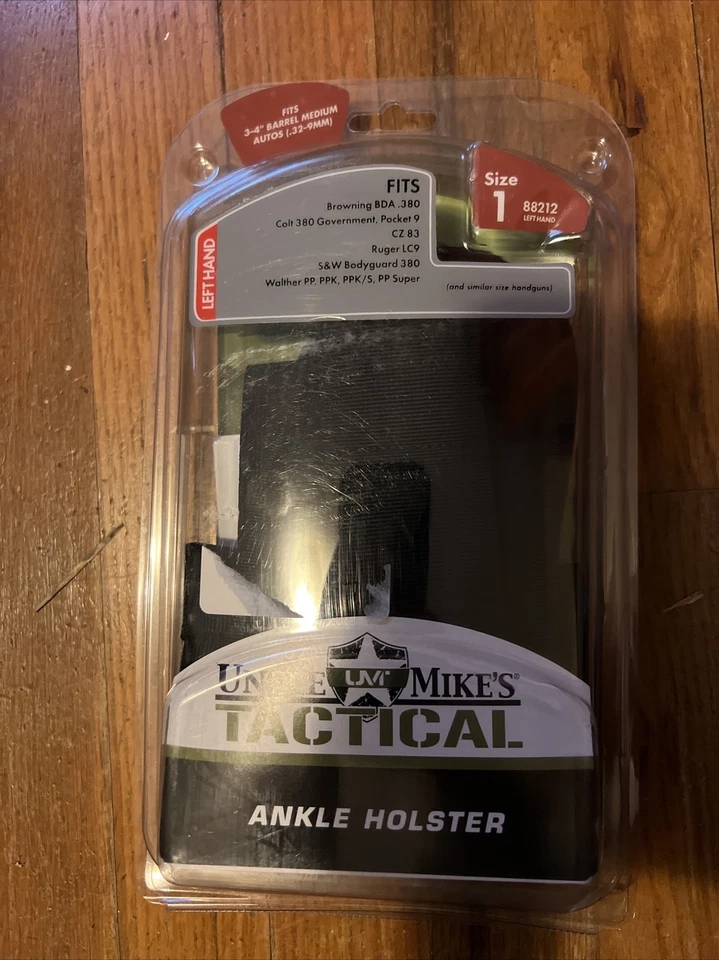 Uncle Mike's 88212 Ankle Holster Black Nylon Size 1 LH