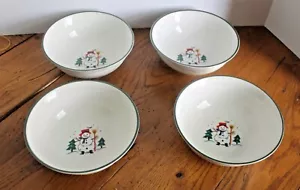 Set of 4 Pfaltzgraff Snow Village Snowman Soup Cereal Bowls 6 1/4" - Picture 1 of 8