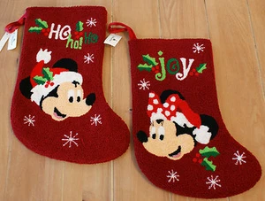 New Disney Parks MICKEY & MINNIE Santa Christmas Stockings - Set of 2 - Picture 1 of 1