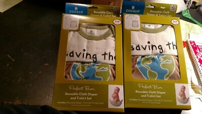 5 Perfect Bum Saving the Planet Reusable Cloth Diaper Tshirt Sets Small 6-13 lbs - Image 1 of 4