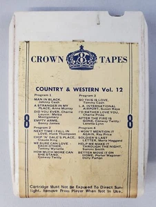 Country & Western Vol 12 8-Track Cassette Tape Cartridge Crown Tapes Johnny Cash - Picture 1 of 6