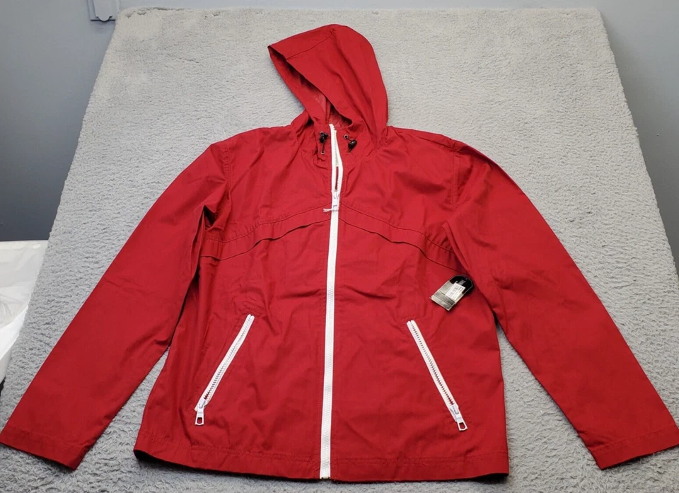 Chaqueta Threads & Heirs Para Hombre Mediana Roja Poliéster Manga Larga Con Capucha Cremallera Completa Foto 1 de 4