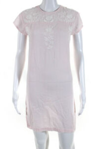 Madison Mathews Women's Floral Embroidered Striped Shift Dress Pink Size XS