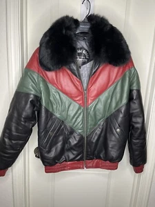 MASON & COOPER ORIGINAL GOOSE LEATHER DOWN FILLED V-BOMBER Black Green Red Large - Picture 1 of 21