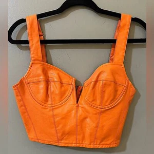 Olivaceous NUEVO CON ETIQUETAS Naranja Bustier Crop Correas Ajustables Cremallera Espalda Mediana - Imagen 1 de 8