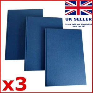 3x A4 BLAU Notizbuch 192 Seiten 80 g/m2 gefüttert Hardcover Journal Schule Büro NEU - Bild 1 von 12