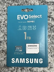 Carte mémoire microSD SAMSUNG EVO Select + adaptateur, microSDXC 1 To, jusqu'à 160 Mo/s - Photo 1 sur 2