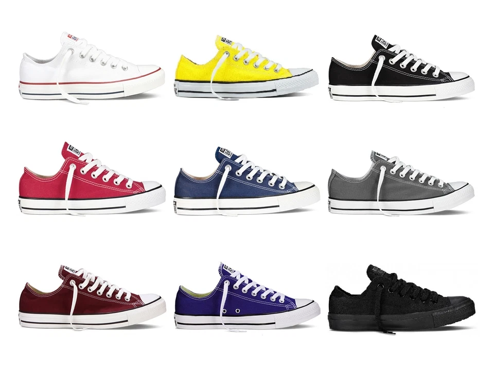 Scarpe Converse All Star Chuck Taylor Ox Basse Uomo Donna Nero Bianco Rosso Blu - Immagine 1 di 1