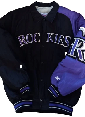 Jaqueta masculina Diamond Collection Starter vintage Colorado Rockies botão de pressão tamanho M - Imagem 1 de 4