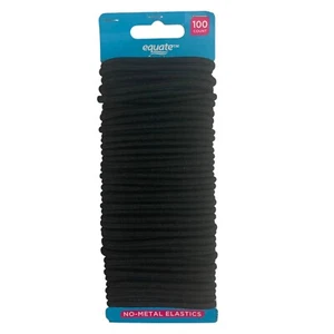 Equate Black Hair Elastics Ties No Metal Ponytail Holders Women Girls Men 85 ct - Picture 1 of 5