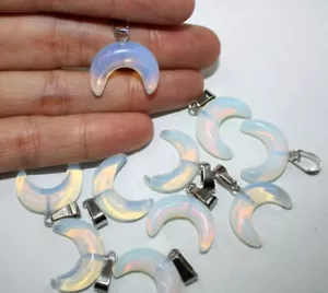 12 piezas Colgante de cuentas en forma de luna de piedra ópalo para fabricación de joyas 21x15 mm - Imagen 1 de 4