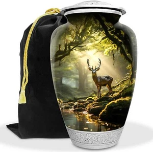 Deer Forest Urn for Human Ashes | Large Handcrafted Funeral Large, - Picture 1 of 8