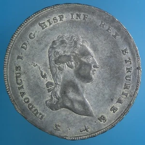 FIRENZE LUDOVICO I° FRANCESCONE 1803 SILVER COIN ARGENTO qSPL COIN COLLECTION - Foto 1 di 2