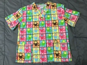 NWOT Funky Monkey Animal Print (Multi-Colored Monkeys) Scrubs V Neck (XS) - Picture 1 of 4