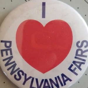 Vintage Pinback Button - I LOVE HEART PENNSYLVANIA FAIRS - BU103 - Picture 1 of 7