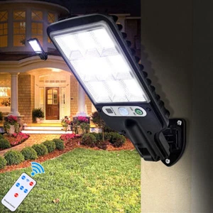 RC LED Solar Flood Light Motion Sensor Security Wall Street Yard Outdoor Lamp - Picture 1 of 11