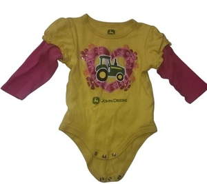 John Deere Tractor Baby Girl 9/12M One Piece Yellow - Picture 1 of 4