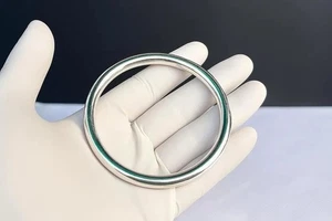 Thick Heavy Silver Bangle, 925 Sterling Silver Bangle, , Chunky Silver Bracelet, - Picture 1 of 1