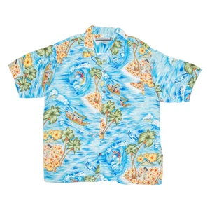 OCEAN CURRENT Mens Hawaiian Shirt Blue Floral L - Picture 1 of 6