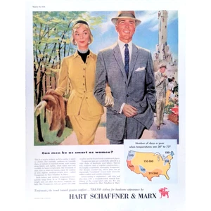 Hart Schaffner & Marx 1956 Print Ad Men's Clothier Men's Suits 11x14 - Picture 1 of 3