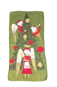 Vintage Geschirrtuch Tammis Keefe Leinen? Feiertage Weihnachtsengel 14,75" x 28" MCM - Bild 1 von 13