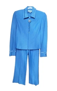 St. John Evening Womens Sz 2 Blue 2pc Pant Suit Sparkle Shimmer Event  - Picture 1 of 23