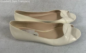 Nine West White Leather Open Toe Slip-On Classic Ballet Womens Flat Size 7M - Picture 1 of 6