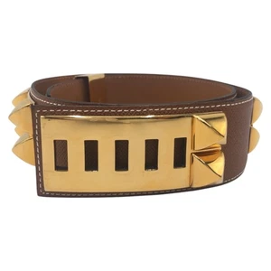 Cintura HERMES Cory Edssian pelle marrone oro - Foto 1 di 10