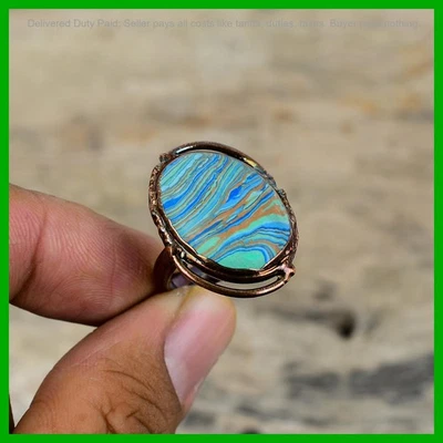 Oferta de Halloween Cobre Arco Iris Calsilica Piedras Preciosas Hija Nuevo Anillo Electroformado Foto 1 de 4