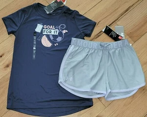 Under Armour soccer Goal For It top & shorts set NWT girls' M YMD - Picture 1 of 3