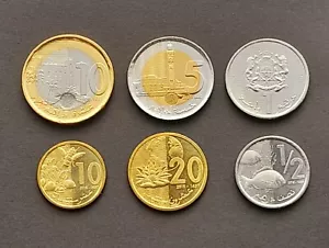 Monete Marocco set di 6 pezzi. Dirham 10c, 20c, 1/2, 1, 5, 10 2016-2021 UNC - Foto 1 di 3