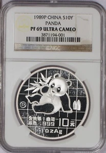 1989-P Silver Panda 1 oz. 10 Yuan NGC PF69 Ultra Cameo. Free shipping. - Picture 1 of 2