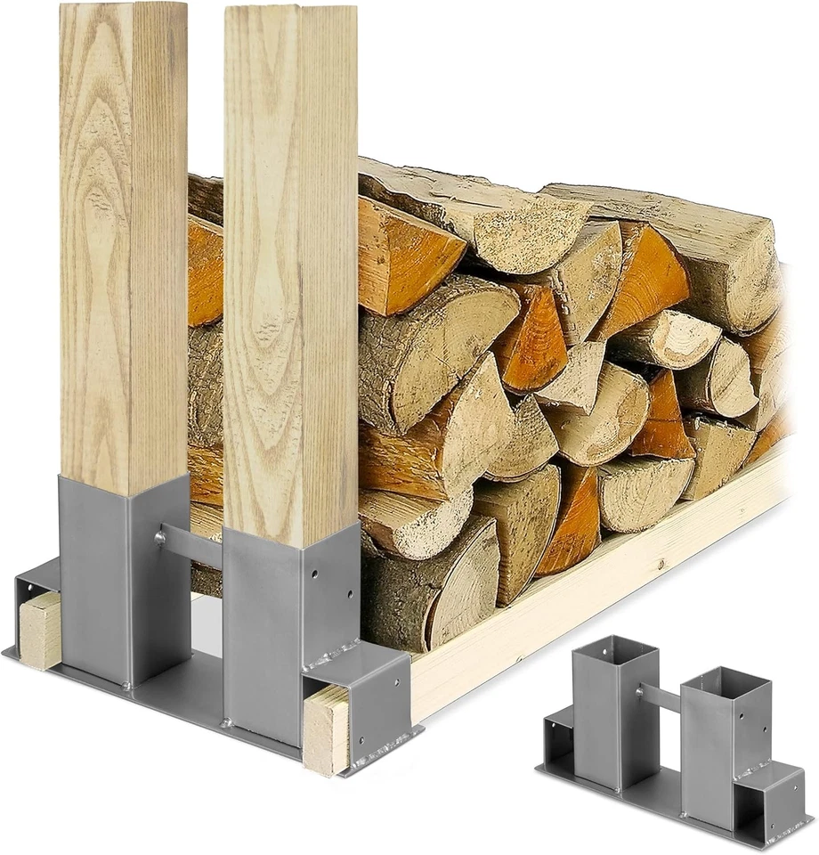 Relaxdays Supporti per Portalegna, Set Da 2 Staffe, Sostegni per Cataste Di Legn - Immagine 1 di 4