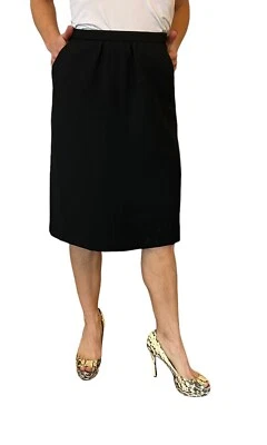 DOLCE & GABBANA D&G FALDA RECTA CREPÉ GRUESA LANA NEGRA FORRO LEOPARDO TALLA 40 4 Foto 1 de 4