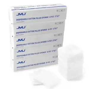 2000/5000Pcs JMU 8-Ply Gauze Pads Cotton Filled Sponge 2"x2" Non Sterile - Picture 1 of 12