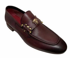 Sigotto Uomo Men's Slip On Burgundy Leather Dress Shoes 3754 - Picture 1 of 5